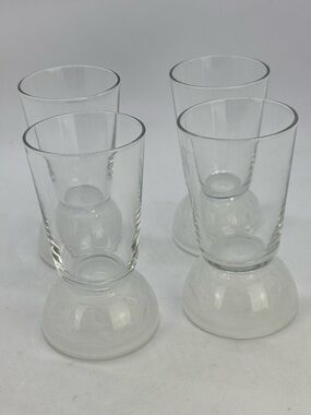 Vtg- Gillinder & Sons Spooner Glasses set of 4/Frosted Fox Hunt Base-RARE 1870s